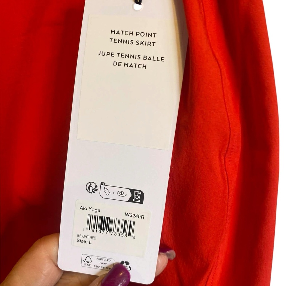 NWT Alo Yoga tank and tennis skirt set BRIGHT RED Size L - Picture 4 of 5